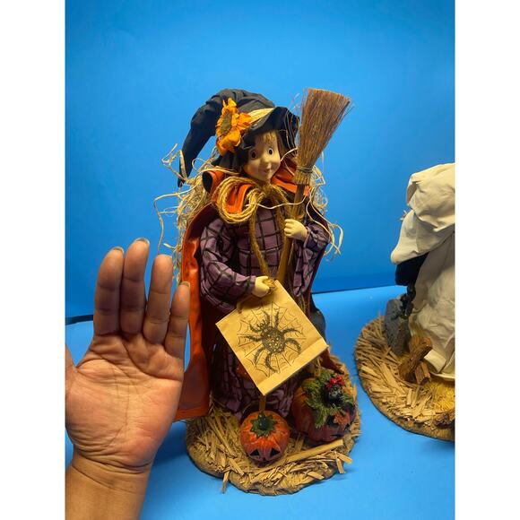 Vintage Halloween Fabric Mache Figurines Statues Decor Holiday Ghost Witch 12" - Picture 10 of 12